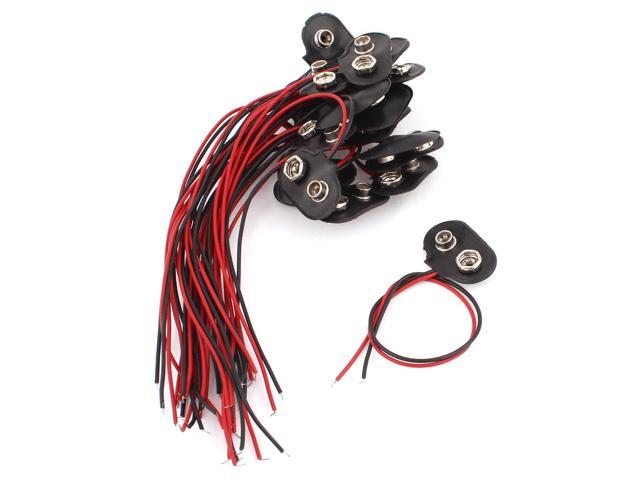 20Pcs 9V Battery T Clip Lead Wire Connector Camera Radio Red Black
