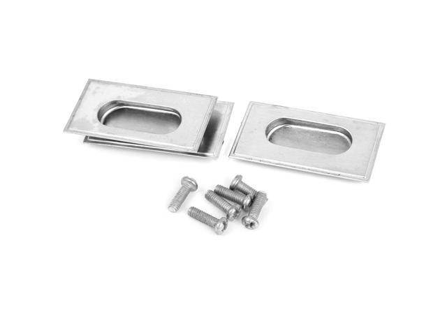 78mmx41mm Screw Mounted Rectangular Recessed Type Flush Pull Door Handle 3pcs