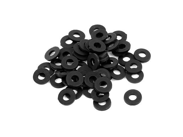 50pcs Round Insulation Nylon Flat Spacer Washer Gasket Ring 4 x 8 x 1mm Black