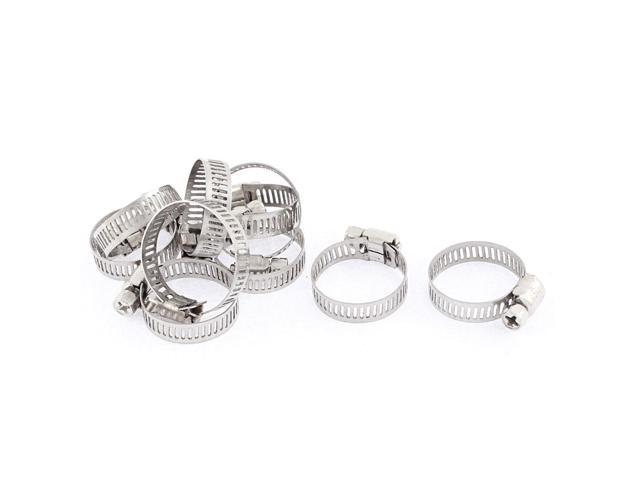Adjustable 16-25mm Range Band Stainless Steel Wire Pipe Hose Clip Clamp 10 Pcs