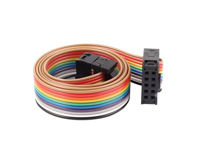 1.28 Meter 2.54mm Pitch  10P 10 Way F//F Rainbow IDC Flat Ribbon Cable Connector