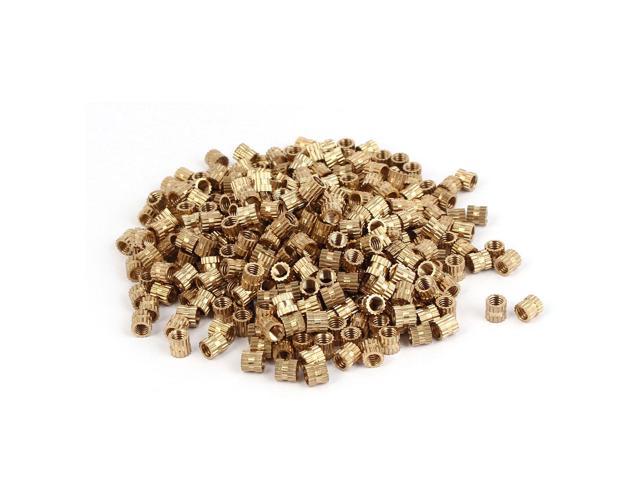 M2/M3 Brass Cylinder Knurled Threaded Round Insert Embedded Nuts Tool Kit 500pcs 