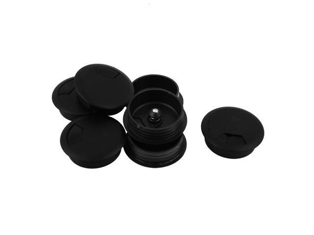 Global Bargains 7 Pcs Black Round Plastic Computer Desk Grommet Cable Hole Cover 50mm Newegg Com