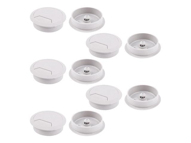 Computer PC Desk Plastic Round Grommet Wire Cable Hole Cover Gray 50mm Dia 20pcs