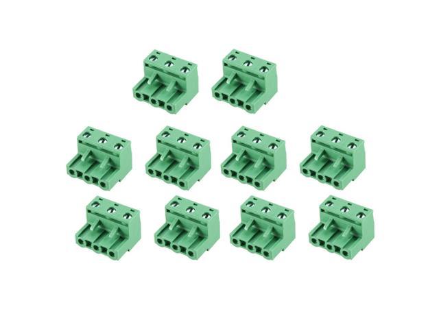 uxcell 10Pcs AC 300V 25A 7.62mm Pitch 4P Flat Angle Needle Seat Fence Type Terminal 