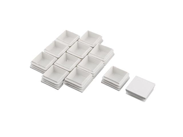 Plastic Square Flat Type Table Chair Leg Caps Tube Insert White 40