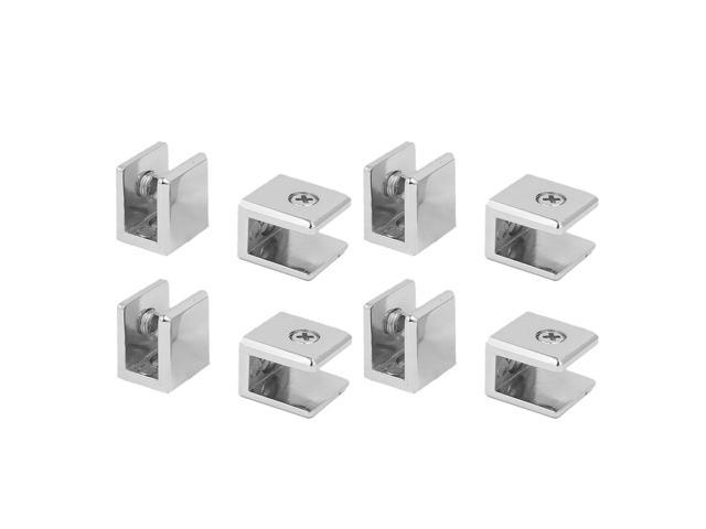 8mm Thickness Metal Rectangle Glass Shelf Clip Clamps Bracket Support 8pcs 