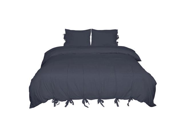 Solid Color Washed Cotton Duvet Cover Luxury Bedding Set Natural Wrinkled Soft Comforter Cover Quilt Case Modern Style King Navy Blue Newegg Com