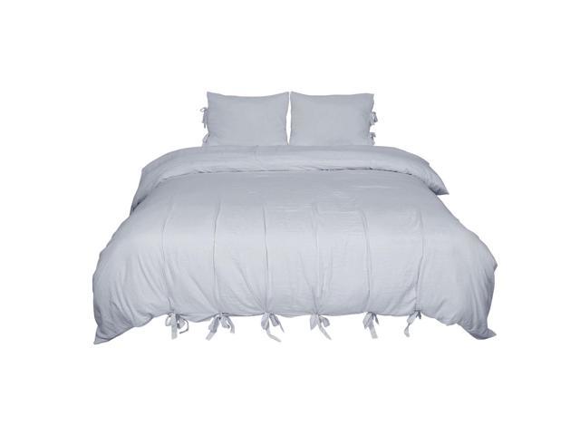 Solid Color Washed Cotton Duvet Cover Luxury Bedding Set Natural