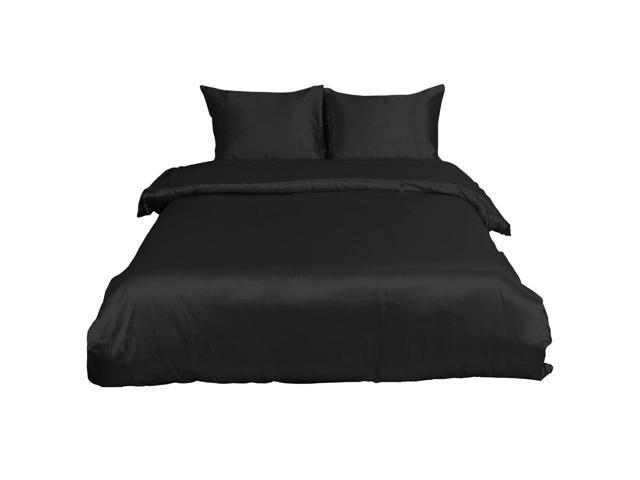 Soft Silky Satin Solid Color 3 Piece Bedding Set 1 Duvet Cover