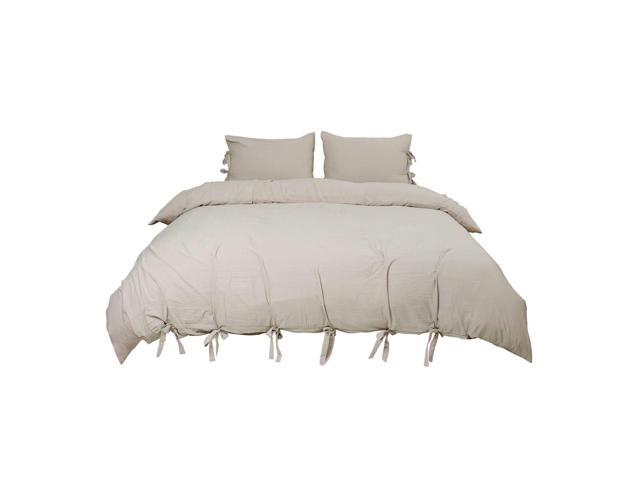 Solid Color Washed Cotton Duvet Cover Luxury Bedding Set Natural Wrinkled Soft Comforter Quilt Case Modern Style Queen Tan Newegg Com