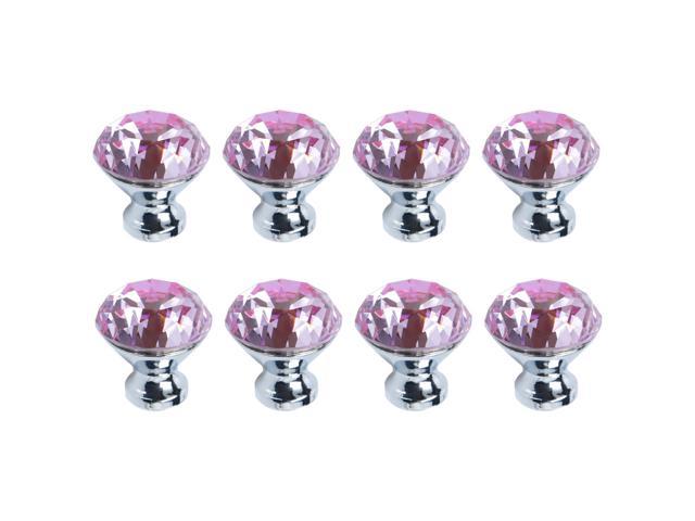 8pcs Crystal Knobs Aluminum Alloy Base Round Shaped Drawer Pull