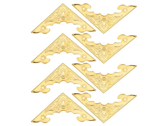 Box Corner Protectors Vintage Gold Tone Triangle Metal Frame Edge Corner Protectors For Furniture Desk Jewelry Box Table Pack Of 8