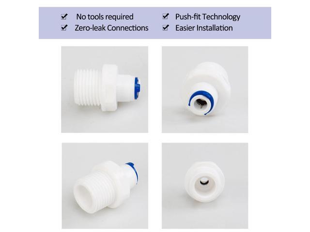 1/2 inch BSP Male to 1/4 inch OD Elbow Quick Connection Water purifiers Tube Accessories Push in Connector Filter Tube Hose Tube Seal for RO Reverse Osmosis System 5 Pieces