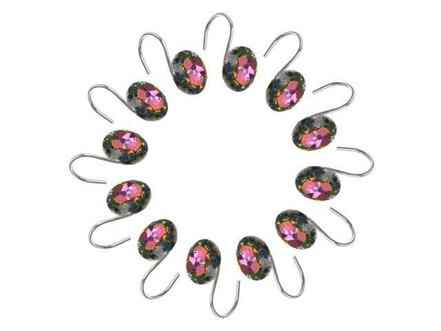 12pcs Acrylic Colorful Round Decorative Shower Curtain Hook Clip