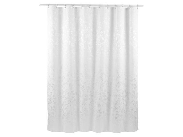 Polyester Bathroom Shower Curtains With Hook Rings White 180 X