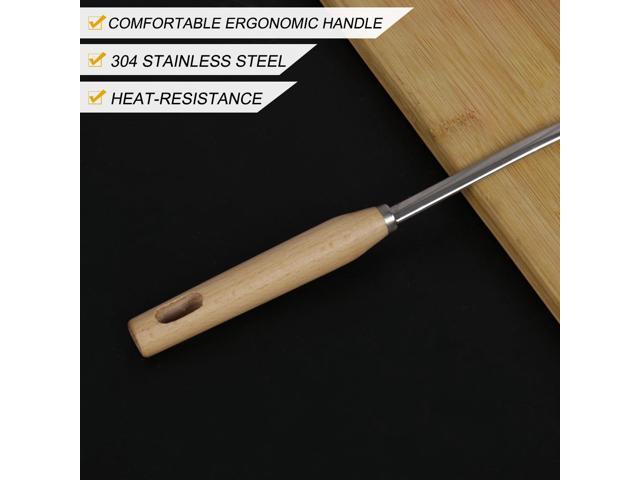 Stainless Steel Soup Ladle Spoon Wooden Handle Cookware Utensil - 10.4 x  3(L*W)