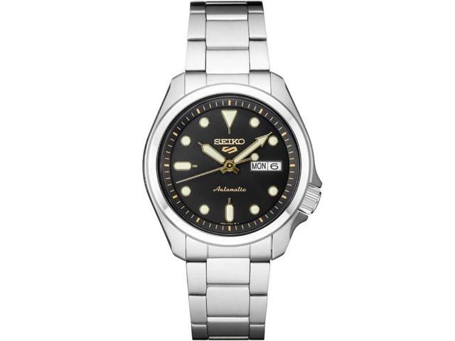 Seiko SRPE57 5 Sports 24-Jewel Stainless Steel Watch with Black Dial ...