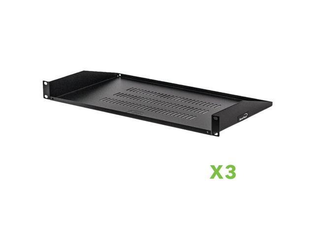 Navepoint 1u 19 Inch Universal Vented Rack Mount Cantilever Server Cabinet Shelf 10 250mm Deep Black 3 Pack