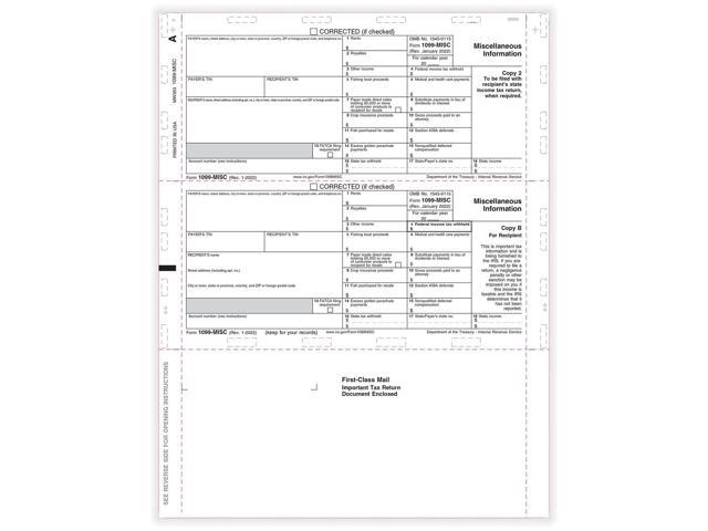 TFP 11" Printed 1099-MISC Copy B, 2 Z-Fold Simplex - Pack of 500 ...