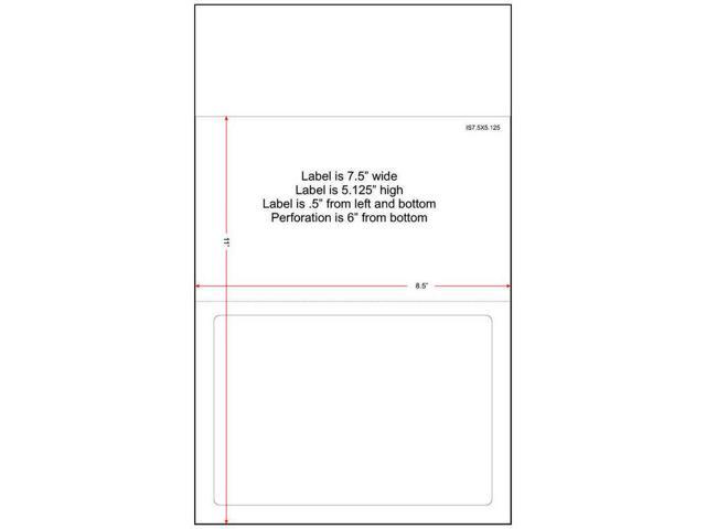7-1/2" x 5-1/8" (7.5" x 5.125") Integrated Laser Label Form Legal Size Sheets, 1 Label (7500 Forms)