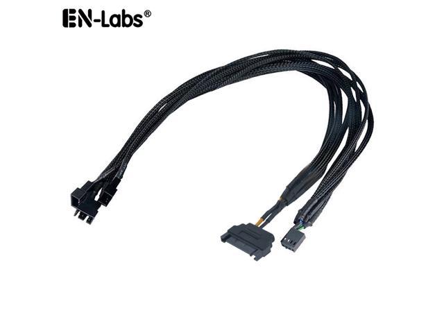 PWM SATA to 4Pin Fan Adapter Cable Sleeved Braided Expansion Cables Splitter 43cm 1 to 5 Computer PC Fan Power Cable Converter 