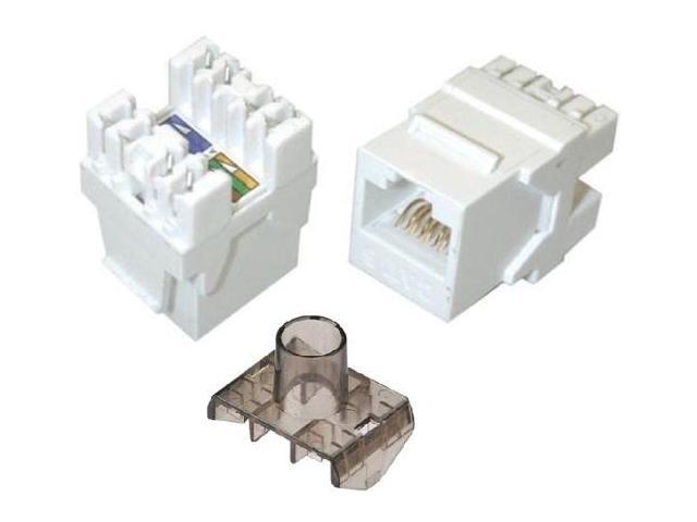 50 pack Keystone Jack Cat5e White Network Ethernet 110 Punchdown 8P8C 180 Degree