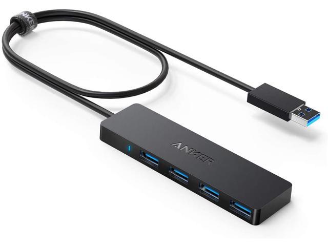 bronzen Me Rondsel Anker 4-Port USB 3.0 Hub, Ultra-Slim Data USB Hub with 2 ft Extended Cable [