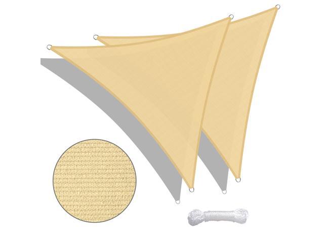 2 Pack 11 Ft 97% UV Block Triangle Sun Shade Sail Canopy Cover Net Outdoor Deck 