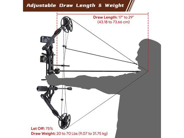 Yescom Compound Bow Adjustable Draw Weight 70 Lbs Adult Professional  Hunting bow Practice Arrow Archery, Black 