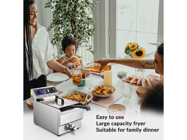 Commercial Restaurant Electric 11.7L Deep Fryer with Timer and Drain Stainless Steel