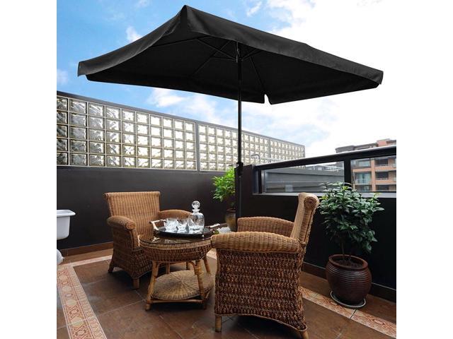 10x6 5ft Rectangle Aluminum Patio Umbrella Sunshade Crank Tilt Market Garden