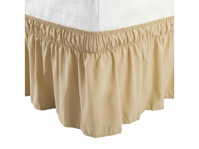 Detachable Bed Skirt Wrap Around Three Fabric Sides Elastic Dust Detachable Bed Skirt Wrap Around Three Fabric Sides Elastic Dust Ruffle Easy Fit Wrinkle