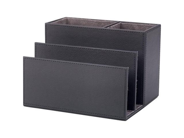 Staples All In One Desk Organizer Faux Leather Black 1234091