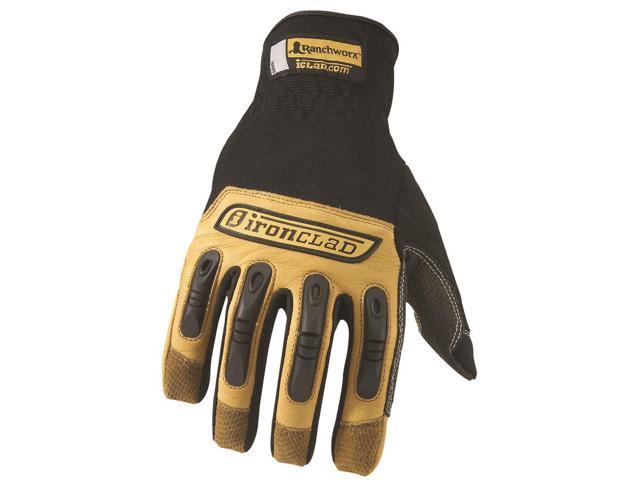 Ranchworx Leather Gloves, Black/Tan, Large