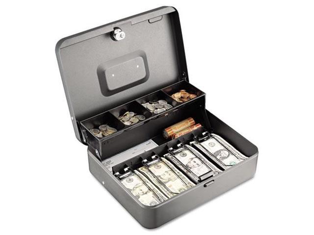 Steelmaster Tiered Cash Box W/Bill Weights, Cam Key Lock, Charcoal 2216194G2