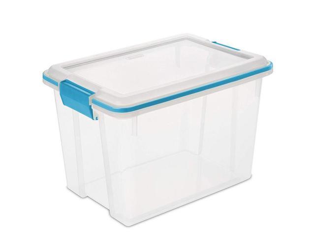 6 Pack 20 Qt 19 L Gasket Box Storage Bin Tote With Lid And Latch Blue Aquarium 