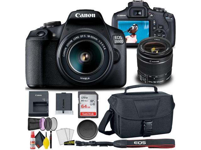 Canon EOS 2000D / Rebel T7 DSLR Camera with 18-55mm Lens + Creative Filter Set, EOS Camera Bag + Sandisk Ultra 64GB Card + 6AVE Electronics Cleaning Set, And More (International Model)