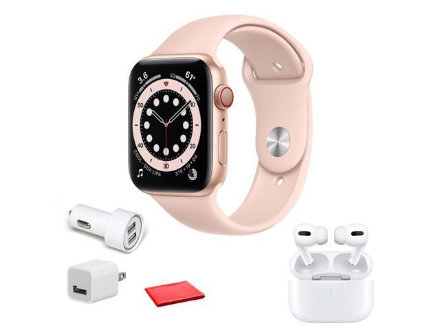 Apple Watch Series 6 (GPS, 40mm, Gold Aluminum, Pink Sand Sport Band) with Apple  AirPods Pro - Newegg.com