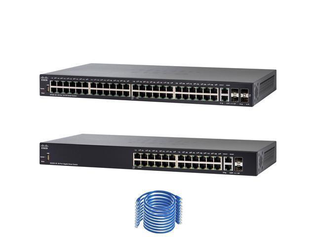 2-Foot CAT6 Cables 10 Count Cisco SF250-48 48-Port 10//100 Smart Switch Essential Accessories