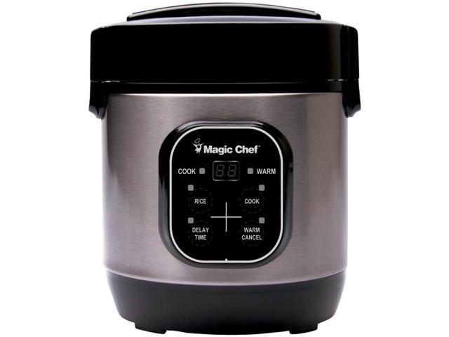 Magic Chef MCSRC03ST 3 Cup Cooked Non Stick Steamer Rice Cooker, Stainless Steel