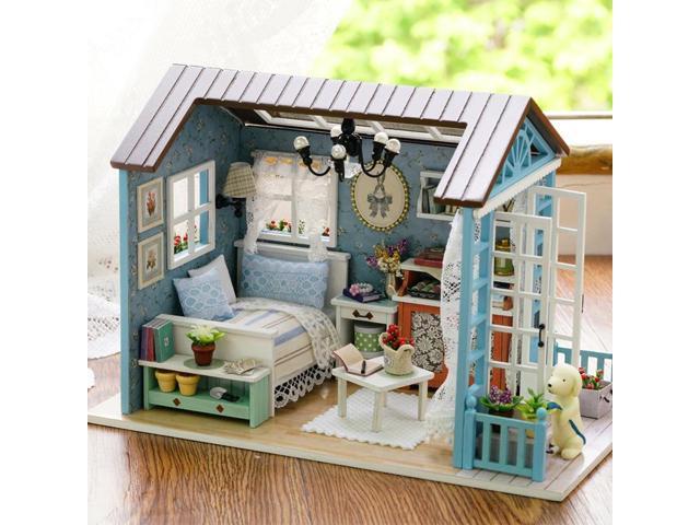 Diy Miniature Dollhouse Model Wooden Toy Mini Furniture Hand Made Doll House Exquisite House For Dolls Gifts Toys For Children