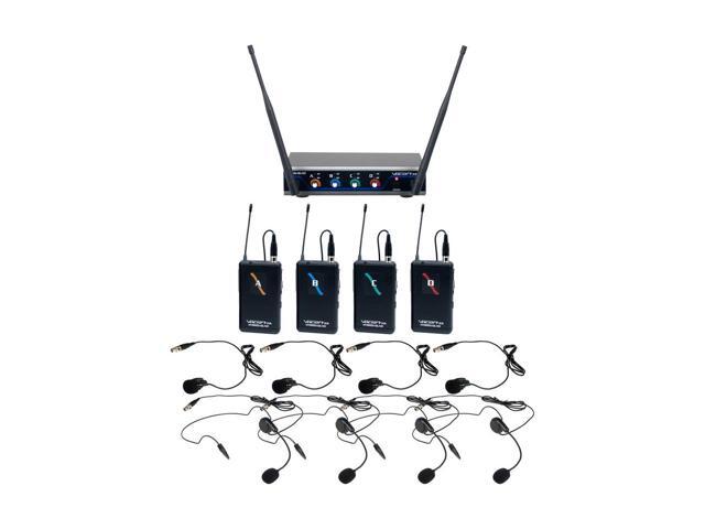 VocoPro Digital-Quad-B 4-Ch UHF Headset & Lapel Mic System, 903.1 to 912.2MHz