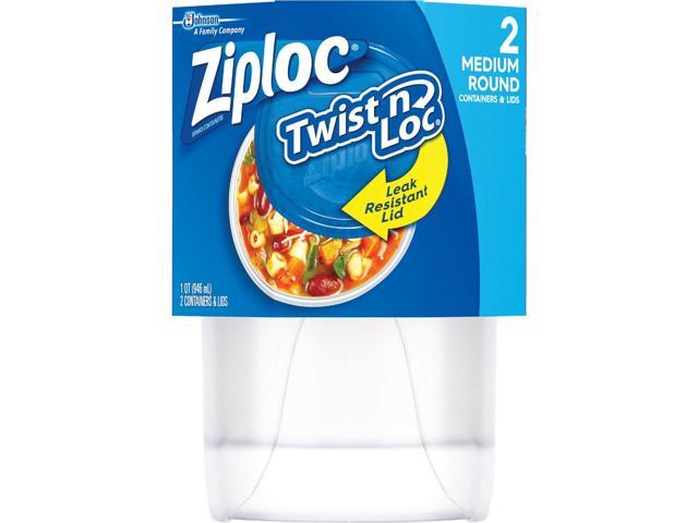 Photo 1 of 3 sets of  2 packs Ziploc Twist 'n Loc 1 Qt. Clear Round Food Storage Container with Lids 