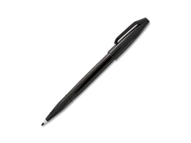 Pentel Sign Pen, .7mm, Black Barrel/Ink, Dozen Black