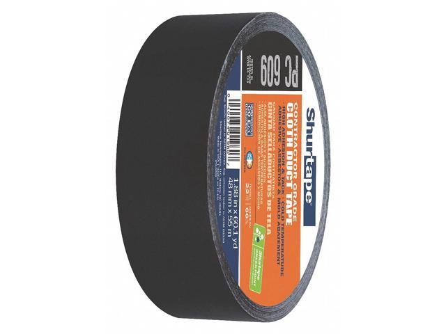 x 60 yds. 2 in Shurtape PC609-48/55BLK Industrial Grade Cloth Black Duct Tape 