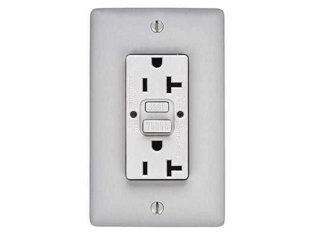 HUBBELL WIRING DEVICE-KELLEMS GFTWRST83GY GFCI Receptacle,20A,125VAC,5-20R,Gray