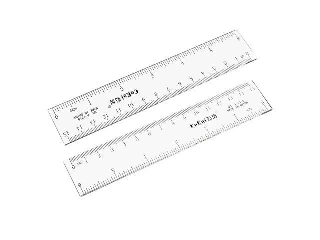 2Pcs 6in+12in Clear Straight Ruler Metric Measuring Tool Student School