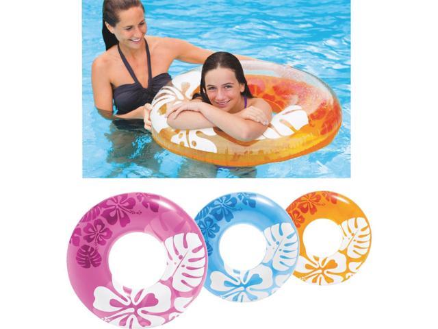 59251EP Intex Colorful Transparent Inflatable Swimming Pool Tube Raft 12 Pack
