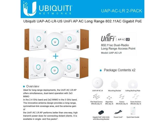 Ubiquiti UniFi UAP-AC-LR Long Range 802.11ac Access Point Gigabit PoE